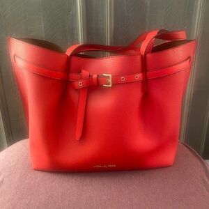 Red/orangish Leather Tote Bag